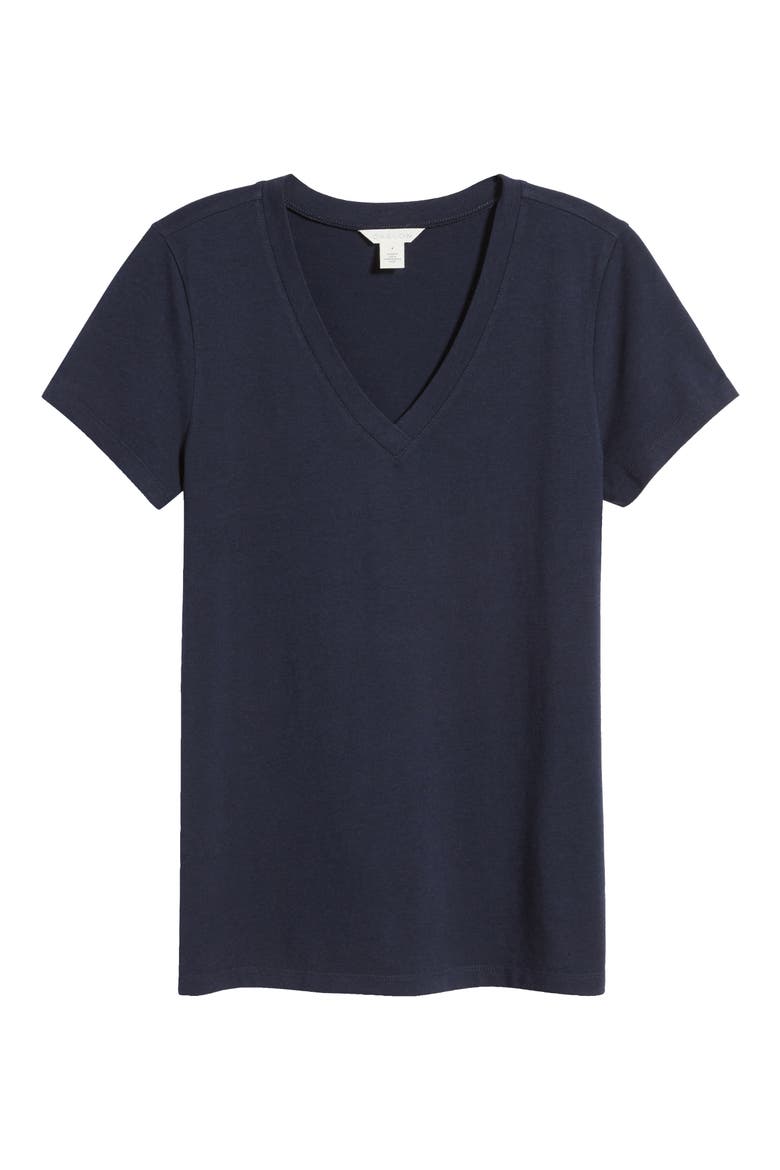 Stretch Cotton Blend V-Neck T-Shirt, Alternate, color, NAVY BLAZER
