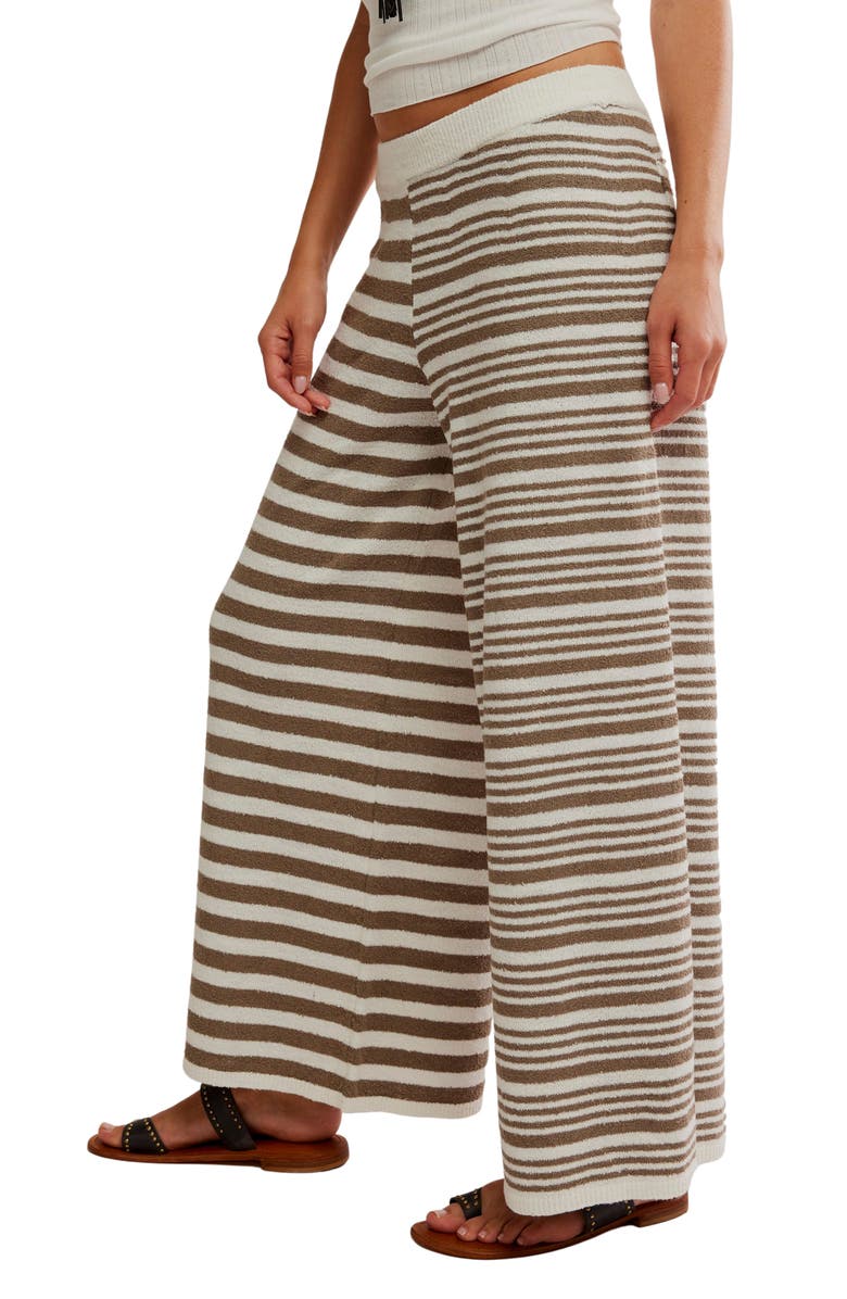Free People Allyson Stripe Wide Leg Pants, Alternate, color, Olive Stone Combo