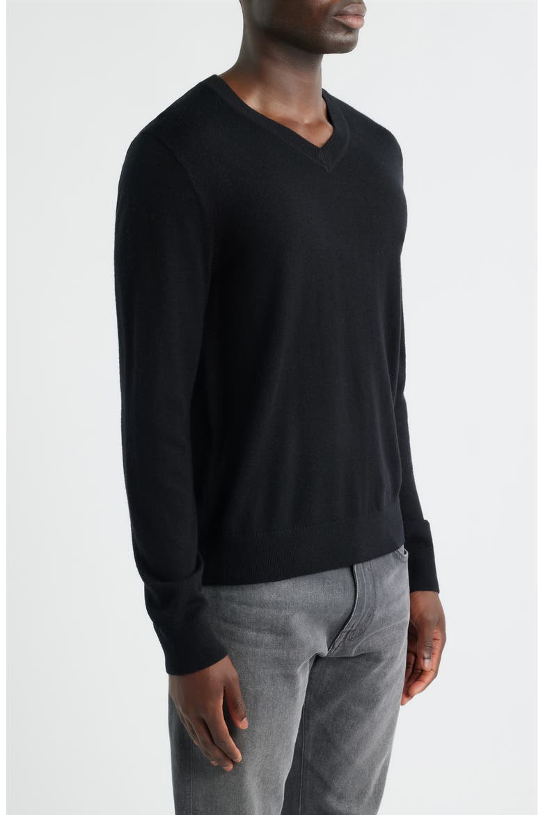 Merino Wool V-Neck Sweater, Alternate, color, BLACK