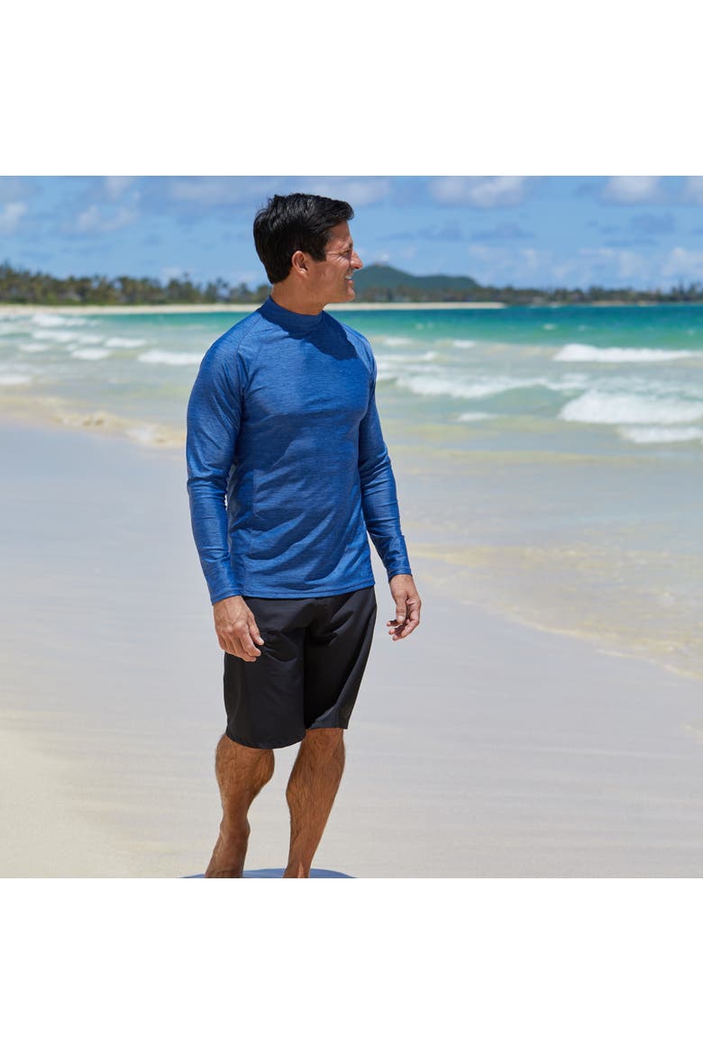 Long Sleeve Active Sun & Swim Shirt, Alternate, color, Washed Navy Jaspe