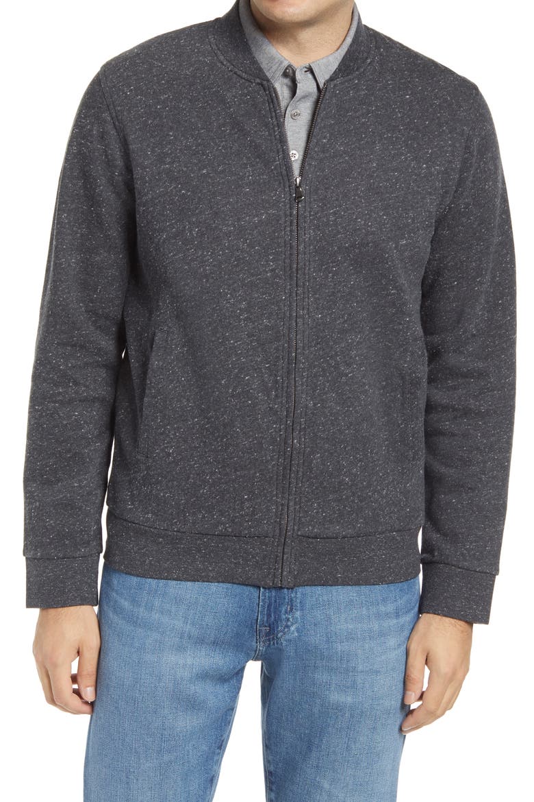 Slim Fit Fleece Baseball Jacket, Main, color, GREY HEATHER