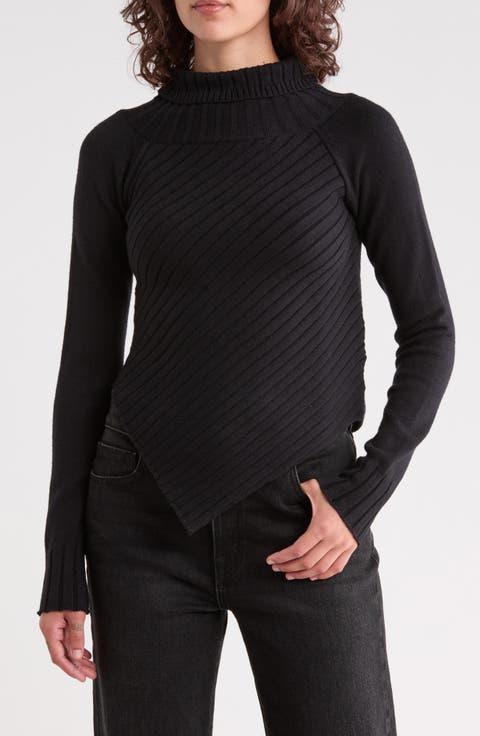 Ursula Asymmetric Hem Mock Neck Sweater