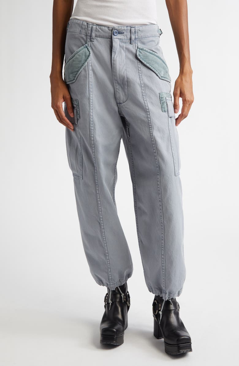 R13 Mixed Media Crop Cargo Pants, Main, color,