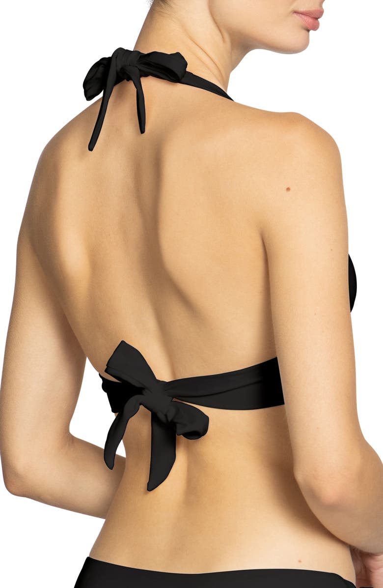 Robin Piccone Margot Ring Bandeau Bikini Top, Alternate, color, Black