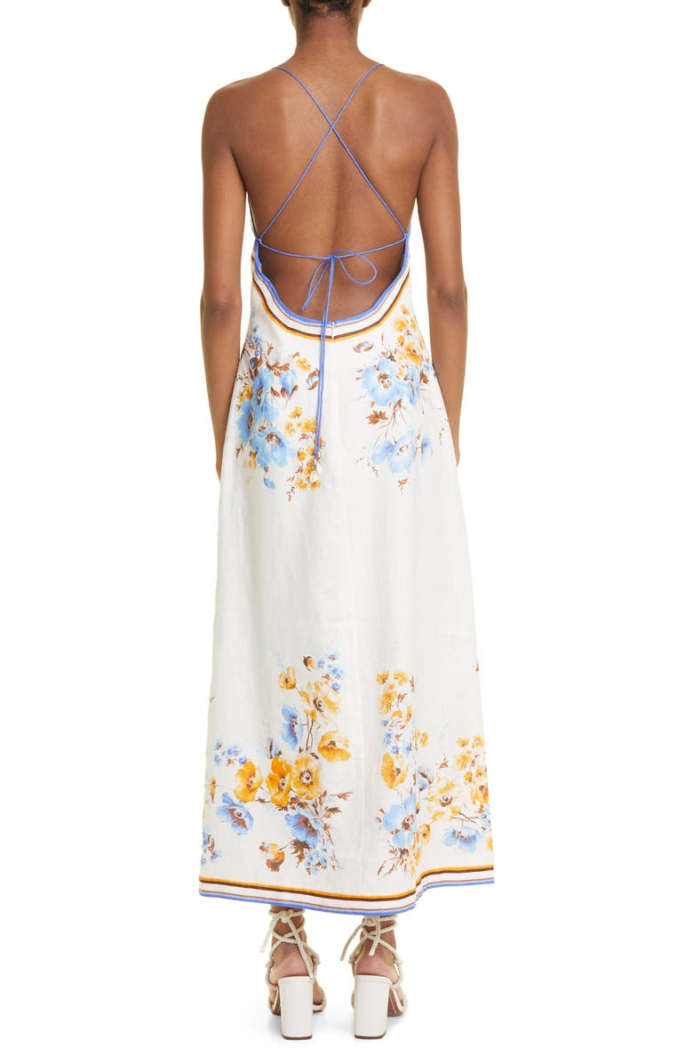 Zimmermann Halcyon Floral Button Front Linen Slipdress, Alternate, color, 