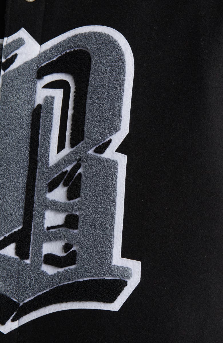 JEFF HAMILTON Brooklyn Nets Block Letter Wool Blend Varsity Jacket, Alternate, color, 