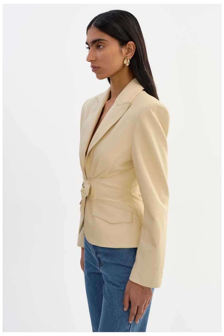 Wiley | Leather Belted Blazer, Alternate, color, Butter