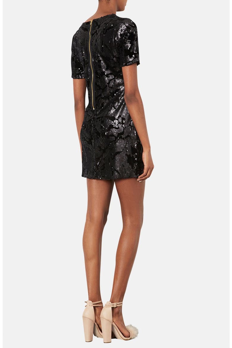 Sequin Velvet Shift Dress, Alternate, color, BLACK