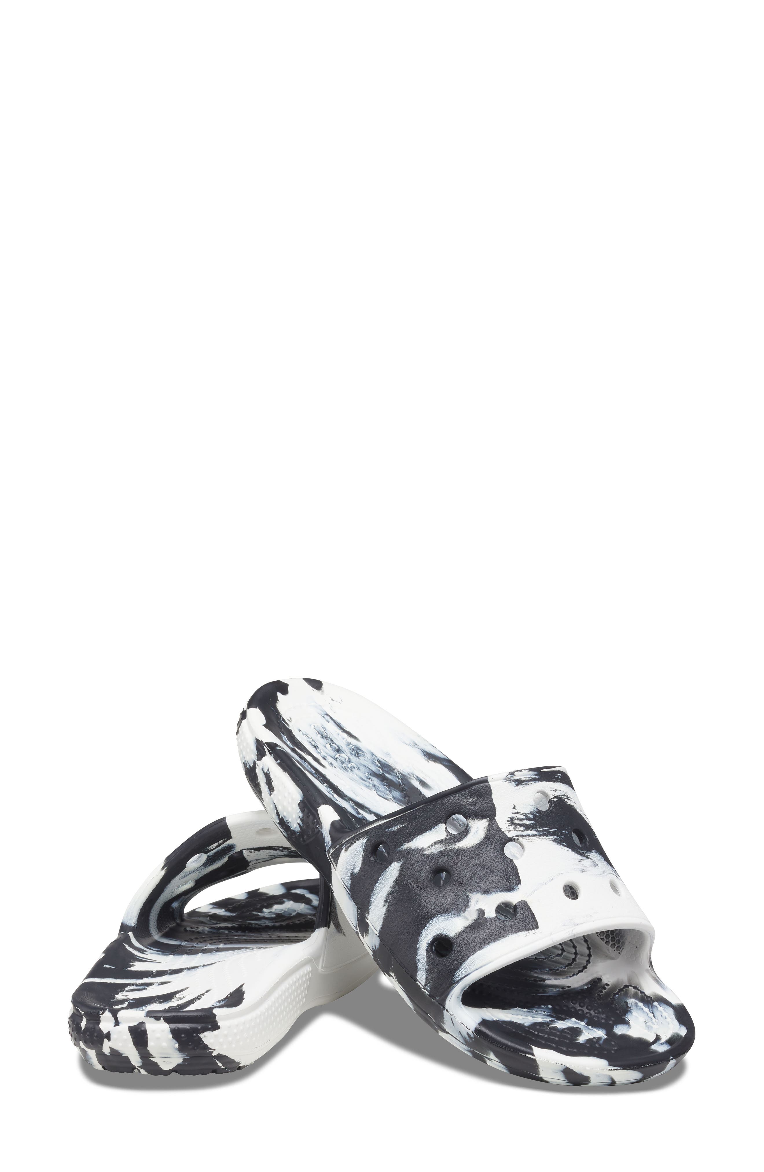 CROCS Classic Marbled Slide Sandal, Alternate, color, White/ Black