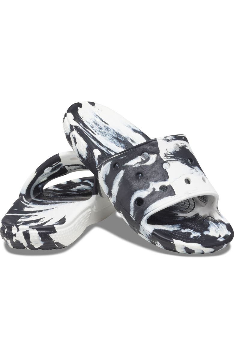 CROCS Classic Marbled Slide Sandal, Alternate, color, White/ Black