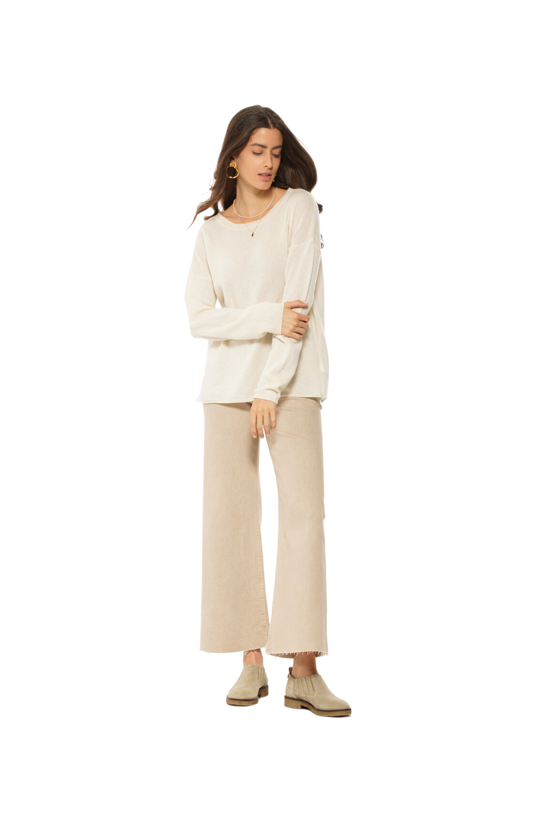 Monticelli Cashmere Pure Cashmere Lounge Sweater, Alternate, color, Milk White