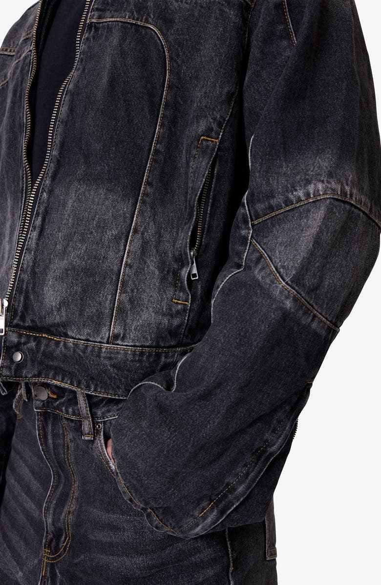 mnml Paneled Moto Denim Jacket, Alternate, color,