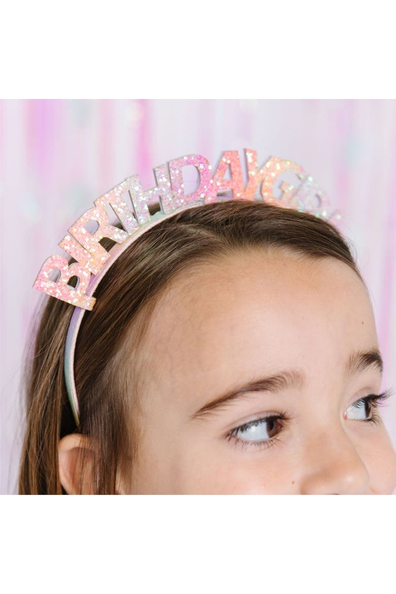 Pastel Rainbow Birthday Girl Headband, Alternate, color, Multicolor