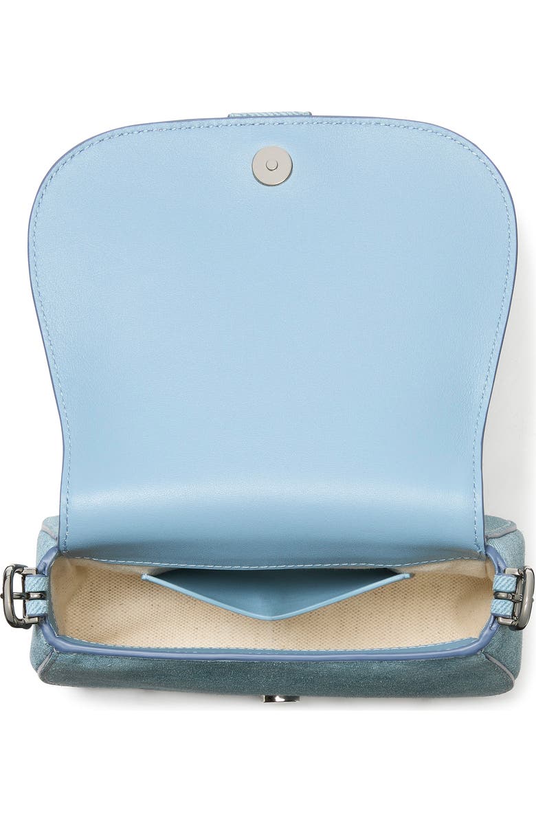 Kate Spade New York mini nouveau denim suede saddle crossbody bag, Alternate, color,