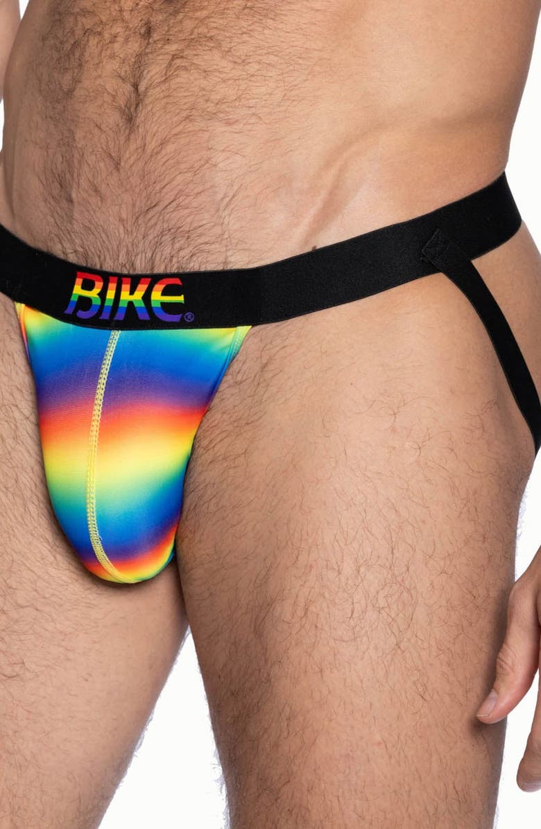 BIKE Pride Jock Strap, Alternate, color, Blue Rainbow