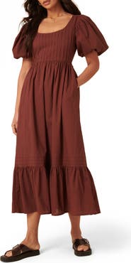 Nobody's Child Mimi Puff Sleeve Midi Dress