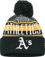 New Era Youth New Era Green Oakland Athletics Striped Cuffed Knit Hat with Pom