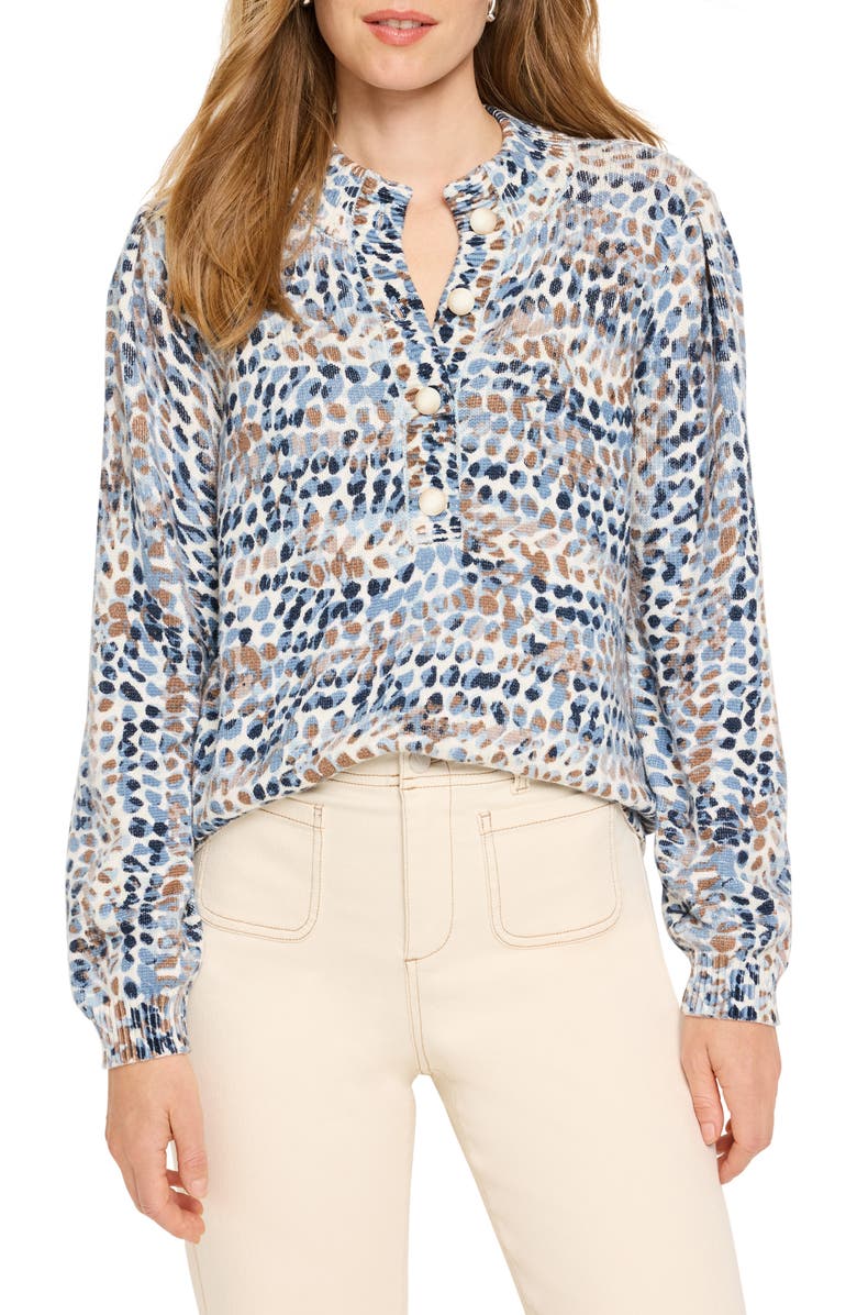 NIC+ZOE Dew Drops Cotton Blend Henley Sweater, Main, color, 