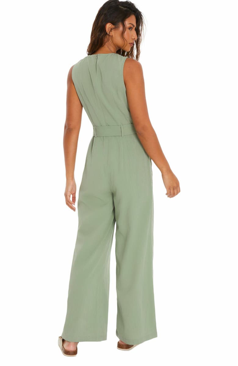 QUIZ Linen Culotte Jumpsuit, Alternate, color, 