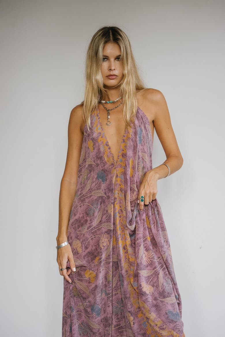 Classic Silk Dress Katie, Alternate, color, Purple Print