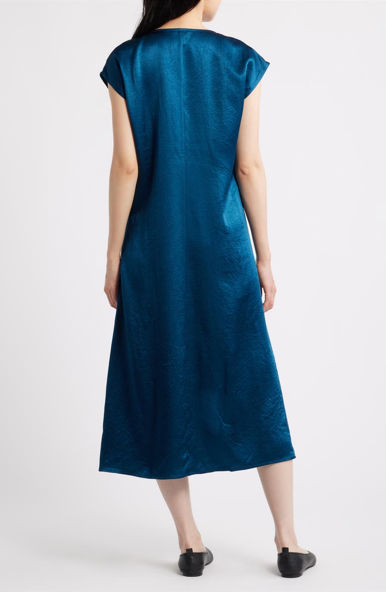 Eileen Fisher Crinkled Satin Dress, Alternate, color, Atlantis