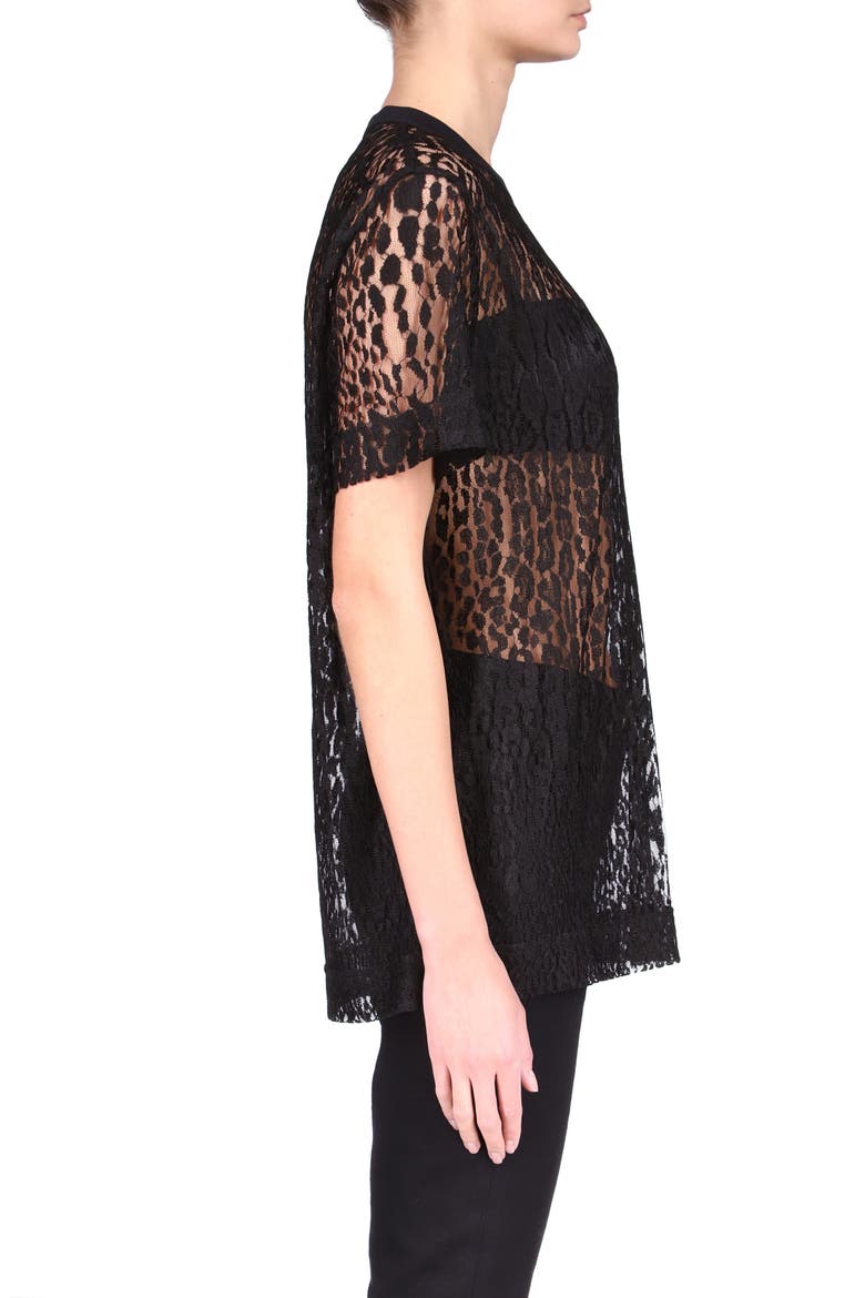 Sheer Lace T-Shirt, Alternate, color, BLACK