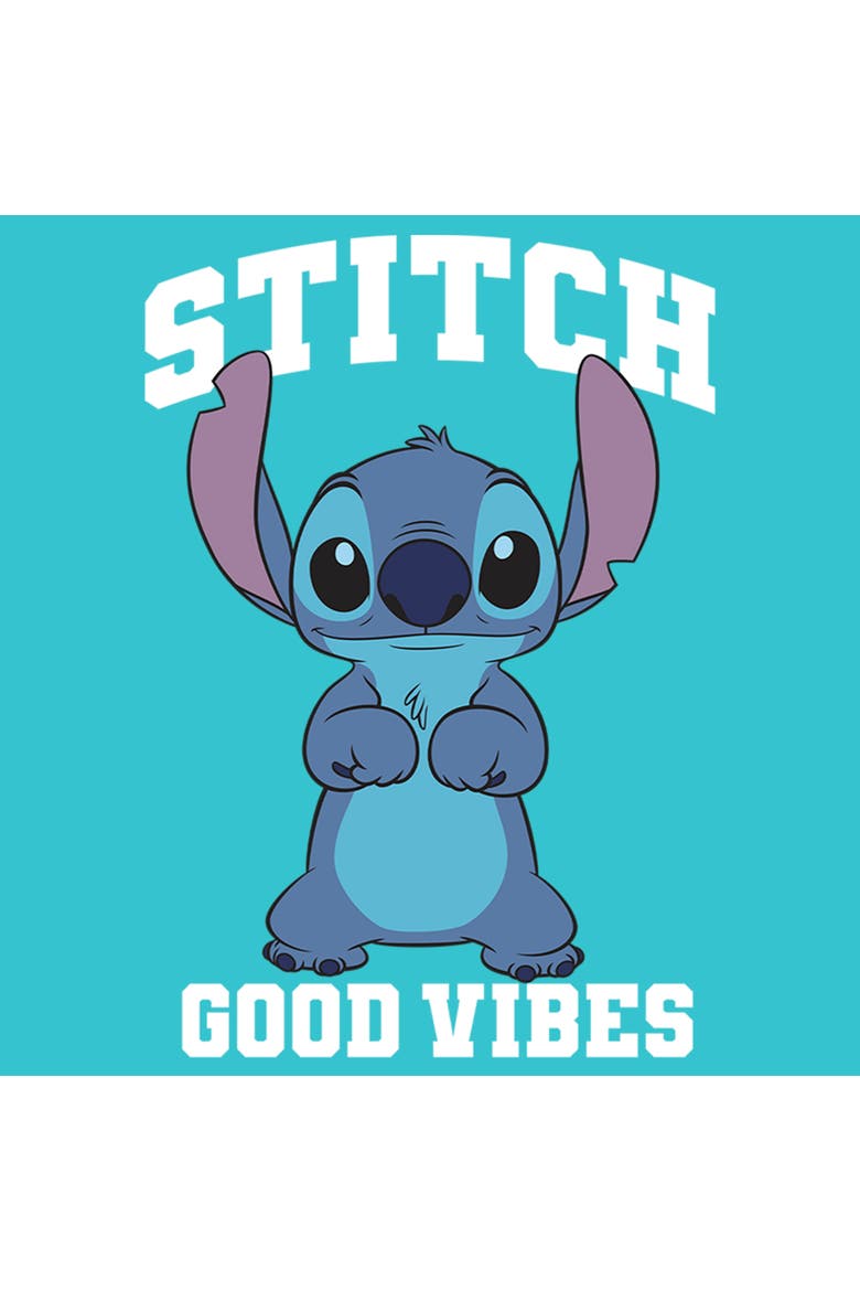 Girls' Good Vibes Only Stitch Graphic Tee, Alternate, color, Tahiti Blue