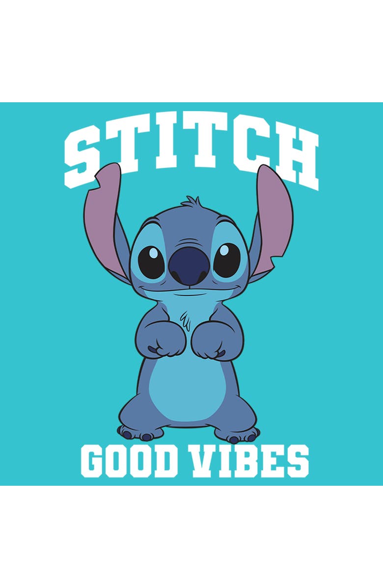 Lilo & Stitch Girl's Lilo & Stitch Good Vibes Only Stitch  Graphic T-Shirt, Alternate, color, Tahiti Blue