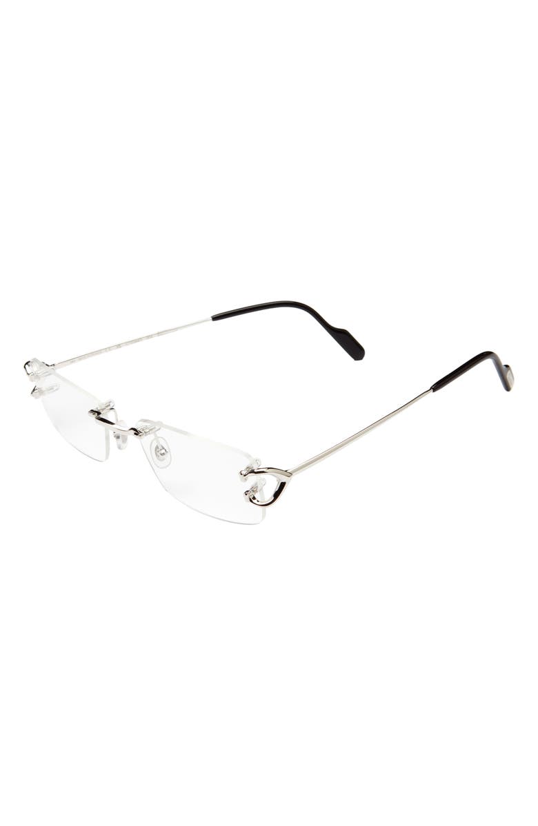 Cartier 56mm Rimless Rectangular Reading Glasses, Alternate, color, 