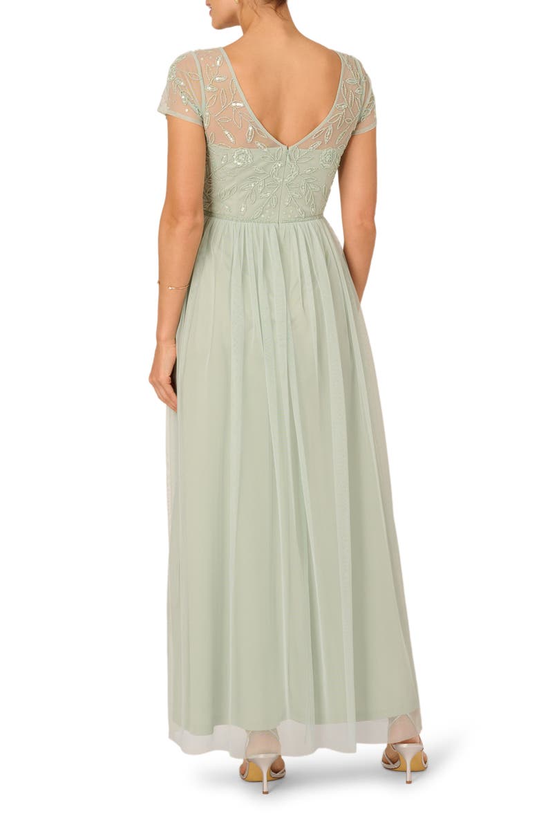 Adrianna Papell Beaded Mesh Chiffon Gown, Alternate, color, 