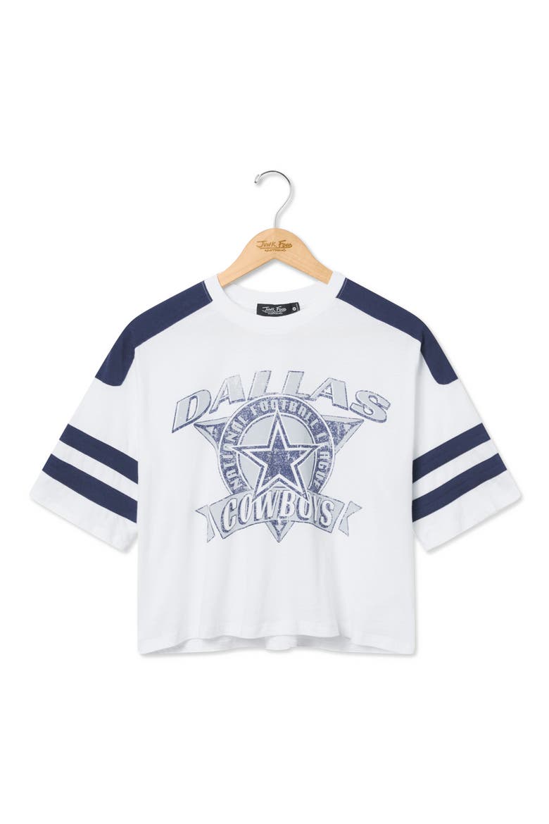 Dallas Cowboys Striped Graphic Crop T-shirt, Main, color, VNTG WHT/ NAVY