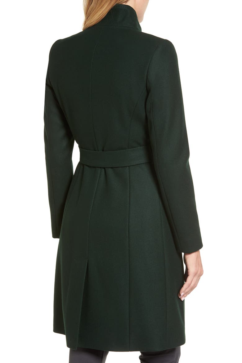 Wool Blend Long Wrap Coat, Alternate, color, DARK GREEN
