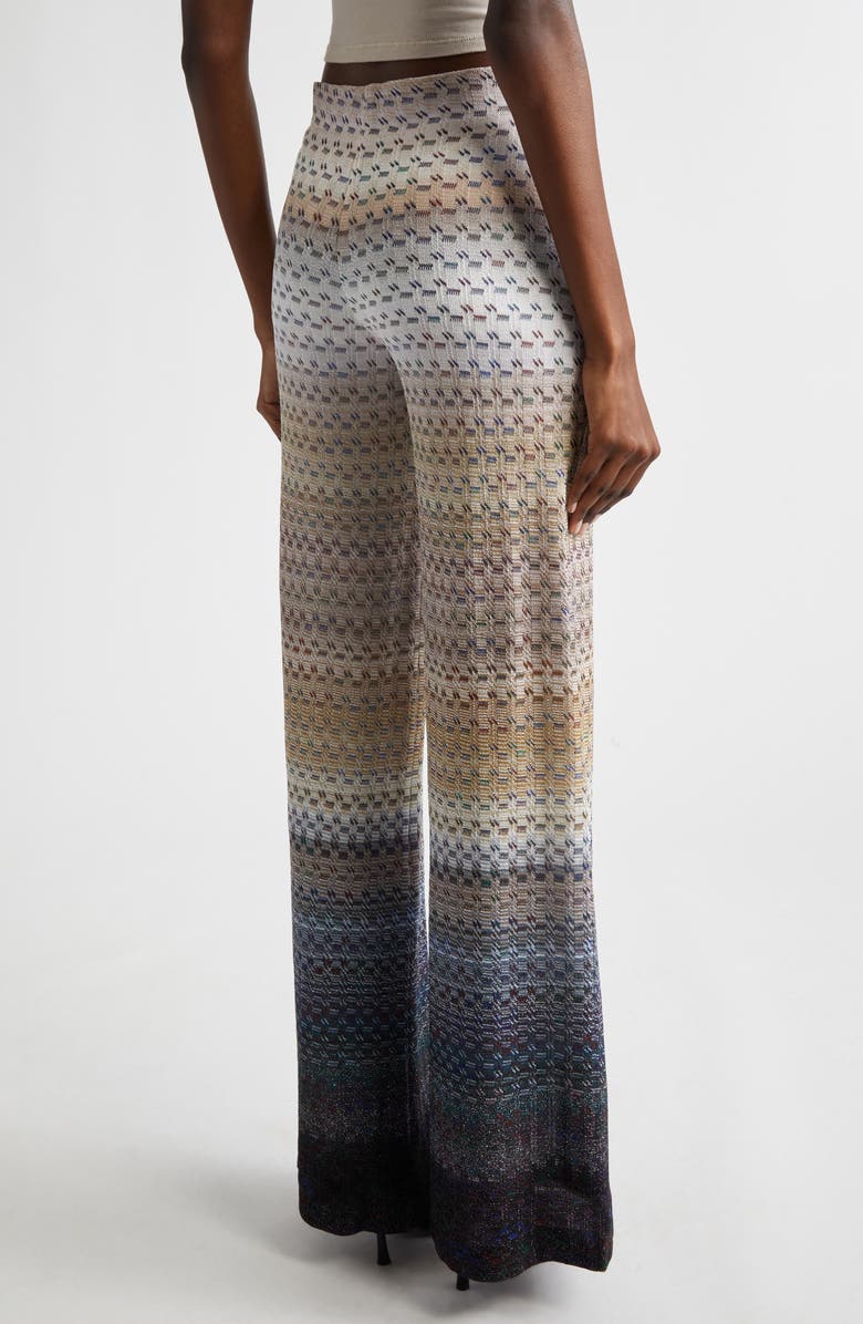 Missoni Wavy Stripe Raschel Knit Palazzo Pants, Alternate, color, Blue And Brown Tones