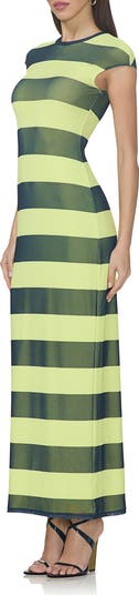 Cody Print Cap Sleeve Mesh Maxi Dress