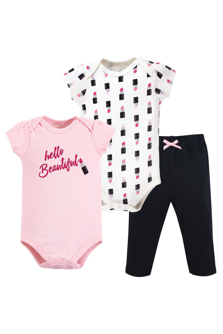 Soft Cotton Two-Piece Outfit Bodysuit & Pants, Main, color, Lipstick