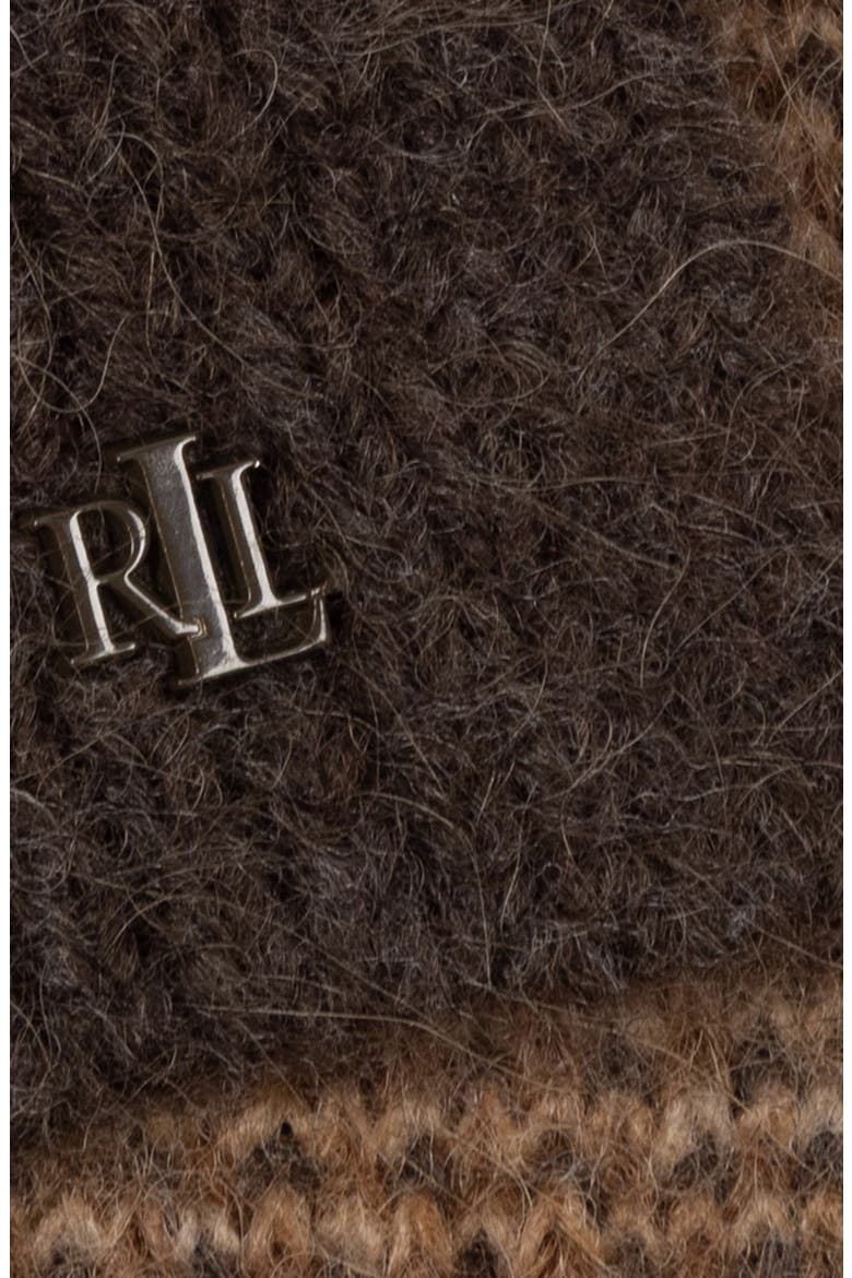 Ocelot Pattern Wool & Alpaca Blend Mini Scarf, Alternate, color, ABSTRACT/ DARK BROWN