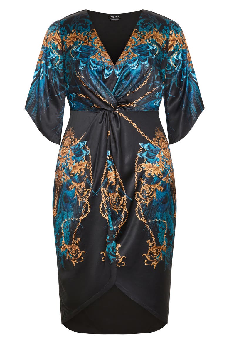 Priscilla Print Twist Front Midi Dress, Alternate, color, LAVISH