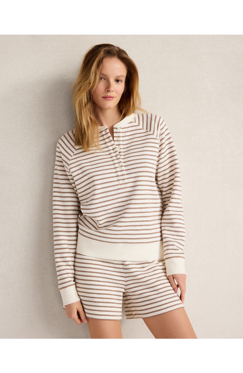Haven Well Within Cotton Blend Textured Henley, Main, color, Ivory/Sugar Chestnut
