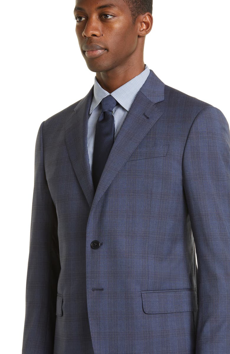 Emporio Armani G-Line Plaid Stretch Wool Suit, Alternate, color,