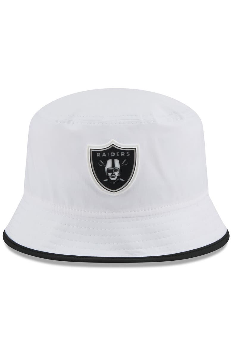 Men's New Era  White Las Vegas Raiders 2025 NFL Training Camp Stretch Bucket Hat, Alternate, color, White
