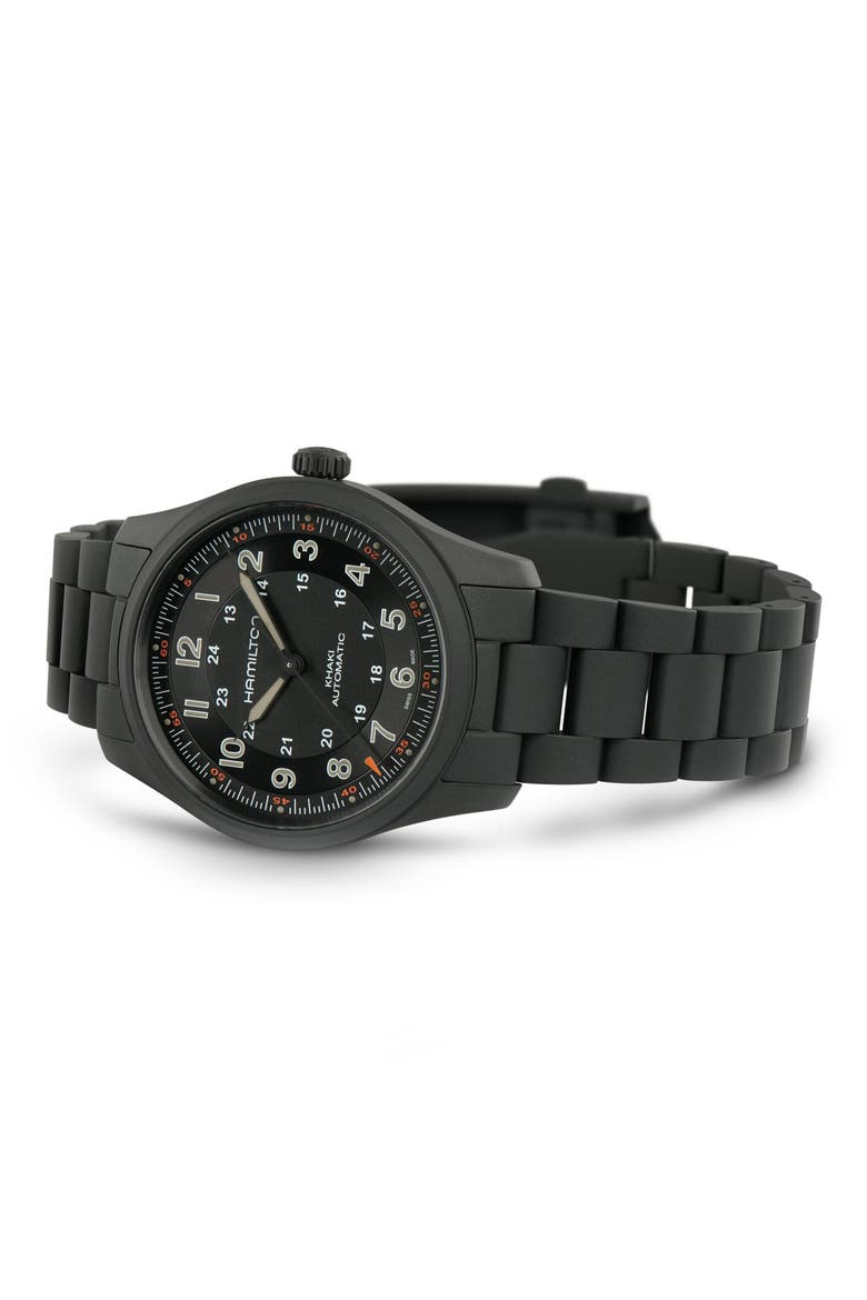 Khaki Field Automatic Bracelet Watch, 38mm, Alternate, color, BLACK