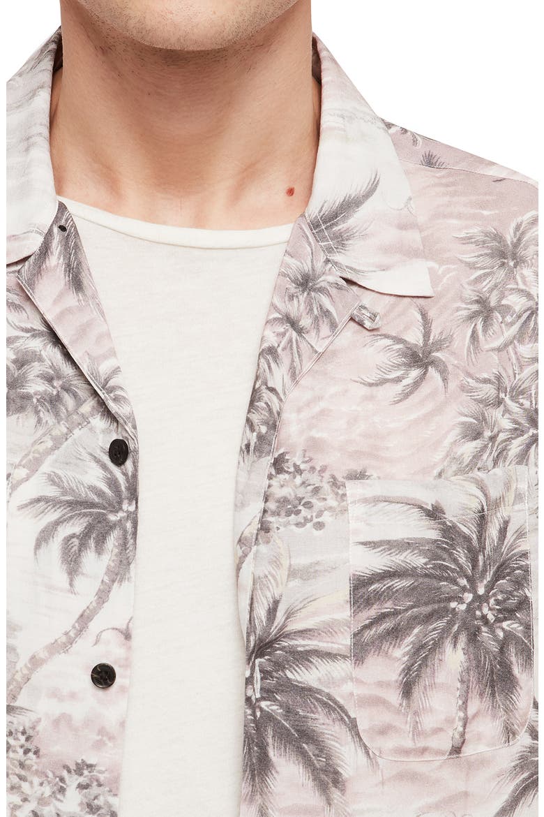 Tiki Slim Fit Print Camp Shirt, Alternate, color, GREY