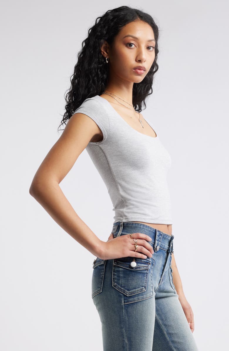 BP. Square Neck Baby Tee, Alternate, color, Grey Soft Heather