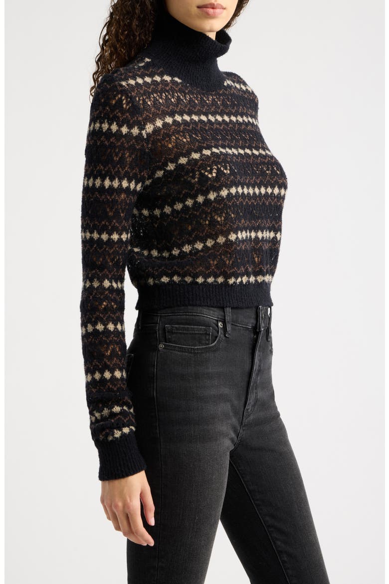 The Delicate Fair Isle Turtleneck Sweater, Alternate, color, DARK NAVY FAIRISLE