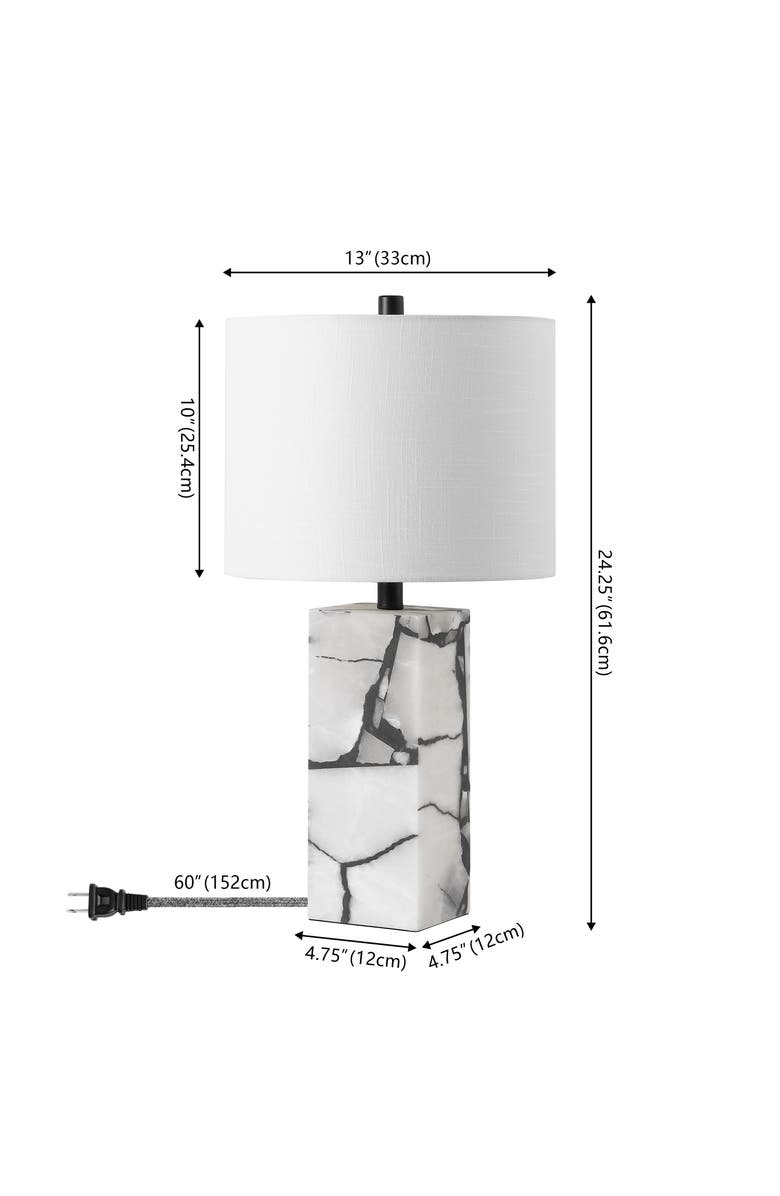 JONATHAN Y Elizabeth 24.25" Contemporary Coastal Alabaster LED Table Lamp with Body Night Light, Alternate, color, Black/White