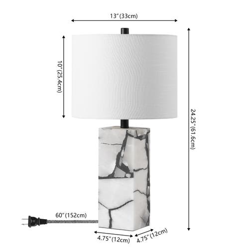 Jonathan Y Elizabeth 24.25" Contemporary Coastal Alabaster Led Table Lamp With Body Night Light In White