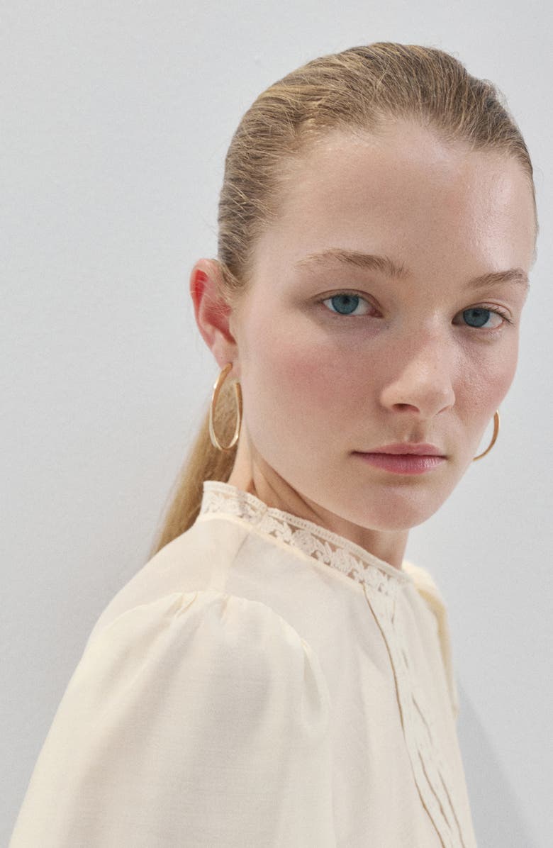 MANGO Floral Embroidered Top, Alternate, color, Ecru