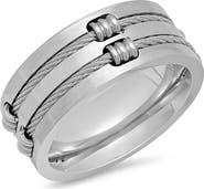 STEELTIME Men's Wire Inlay Ring