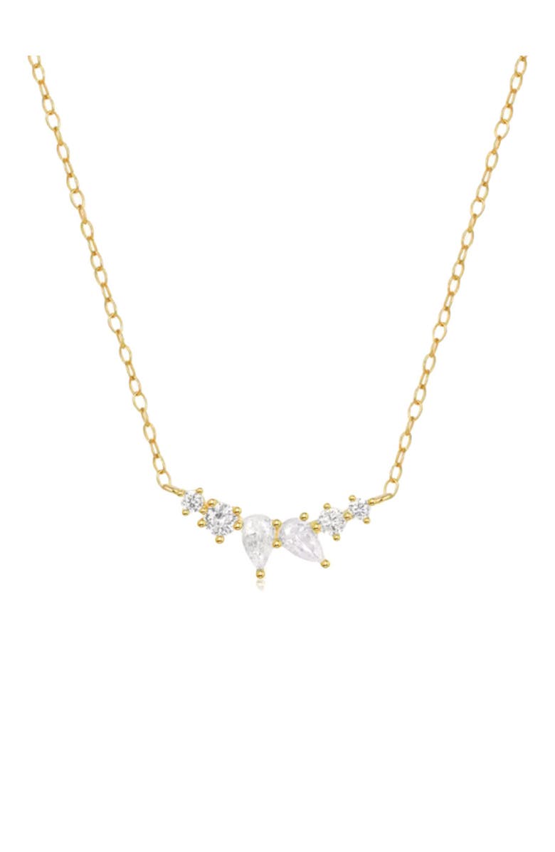 Hollywood Sensation Mystique Delicate Necklace with Pear and Round Cut Cubic Zirconia, Main, color, Gold