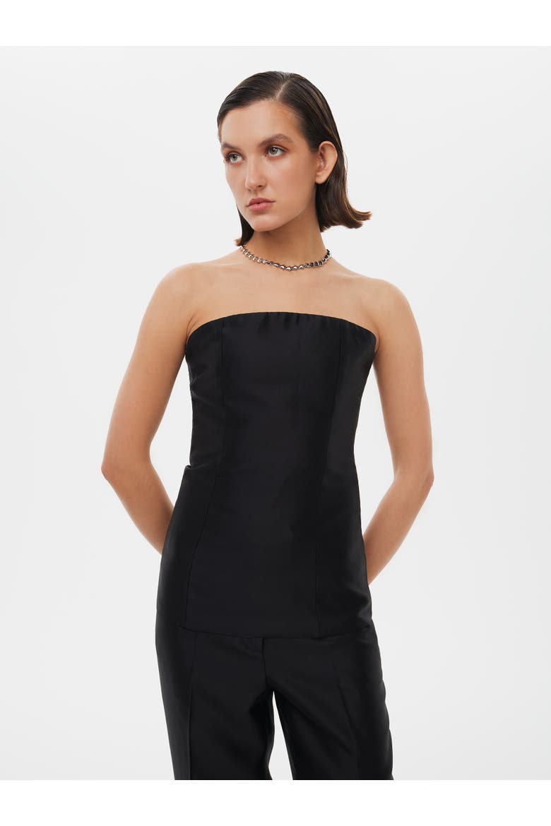 Tailored Silk Wool Corset Top, Main, color, Black
